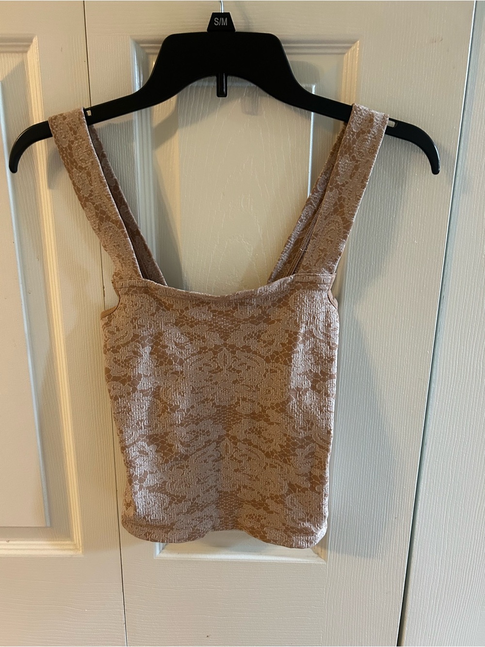 Intimitely by Free People- Sleeveless Square-Neck Tank Top - Beige Lace Texture